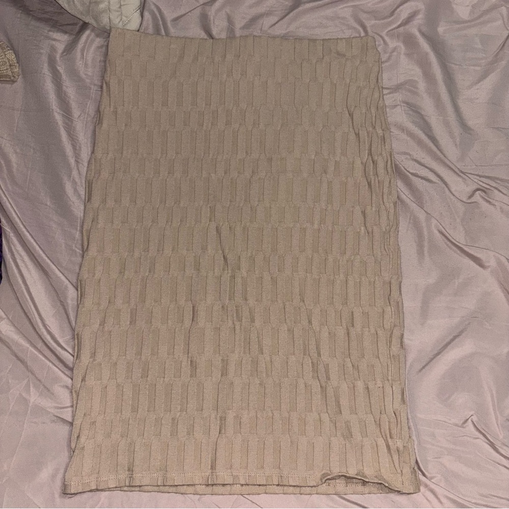 Zara Beige Textured Pencil Skirt - Picture 5 of 5